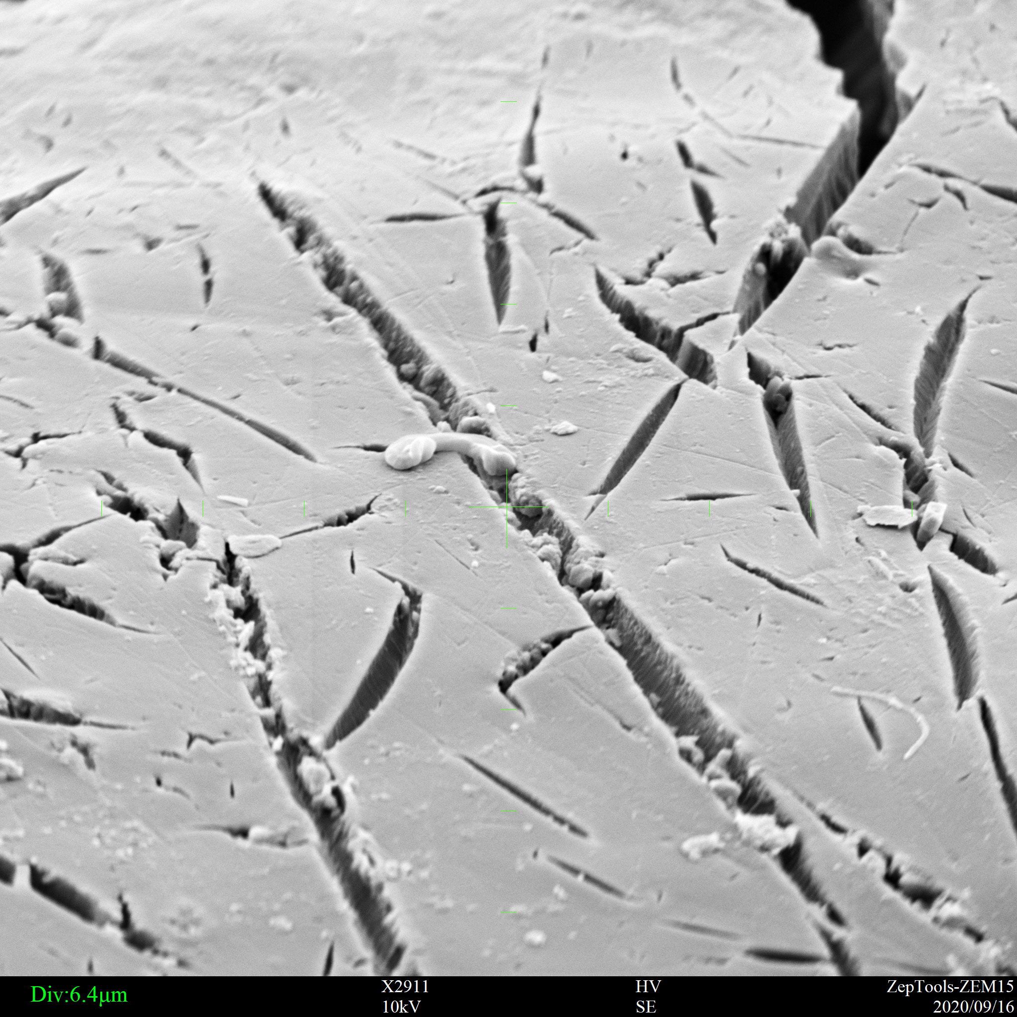 臺(tái)式掃描電鏡下材料表面裂痕(會(huì)議現(xiàn)場(chǎng)拍攝) 臺(tái)式掃描電鏡下材料表面裂痕(會(huì)議現(xiàn)場(chǎng)拍攝)