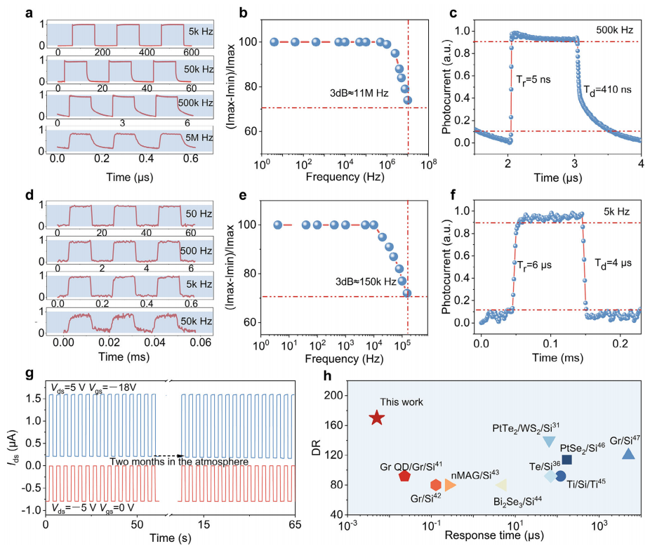 器件在405 nm處的動態響應 器件在405 nm處的動態響應